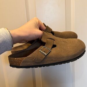 Birkenstock Boston Soft Footbed Suede Leather Dark Tea Tonal Size 42 regular
